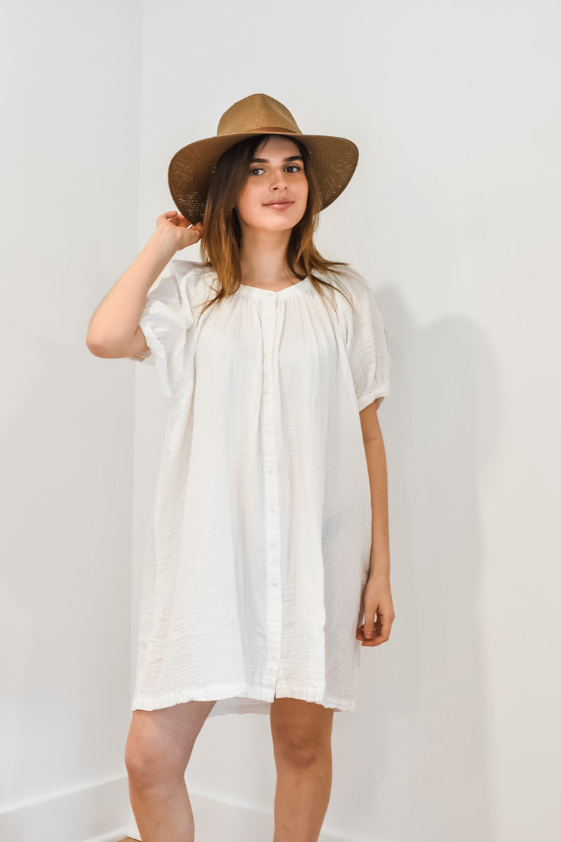 Sifnos Puff Sleeve Button Down Mini Dress  9Seed   