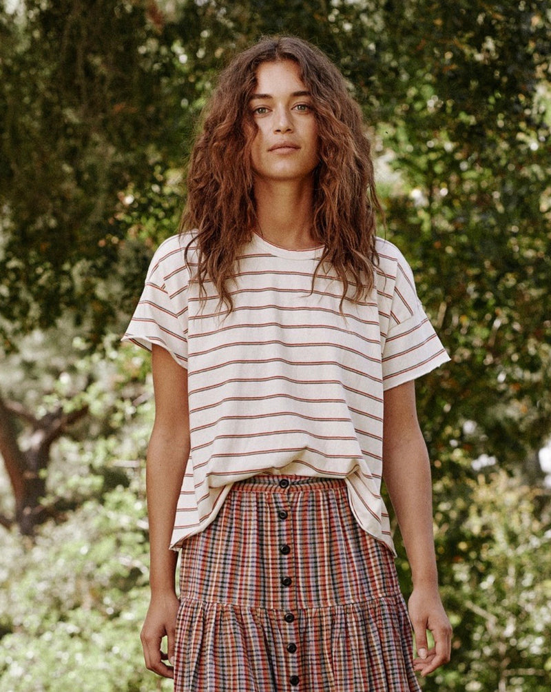 Skinny Stripe Cropped Tee Apparel The Great Extra Small/Small Multi Skinny Stripe 