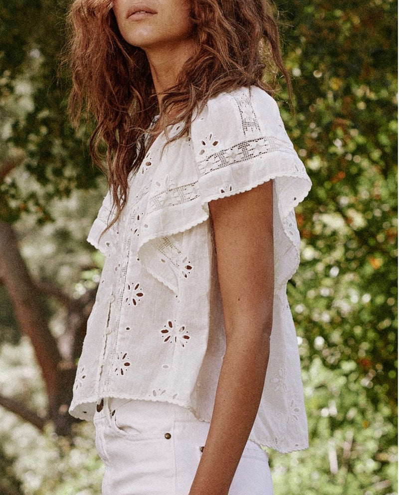 Eyelet Flounce Top Apparel The Great   