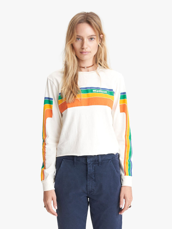 Long Sleeve Slouchie Rainbow Top Apparel Mother Denim Small Chalk 