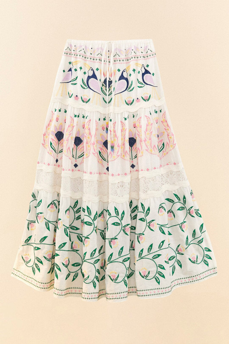 Summer Garden Embroidered Maxi Skirt  Farm Rio   