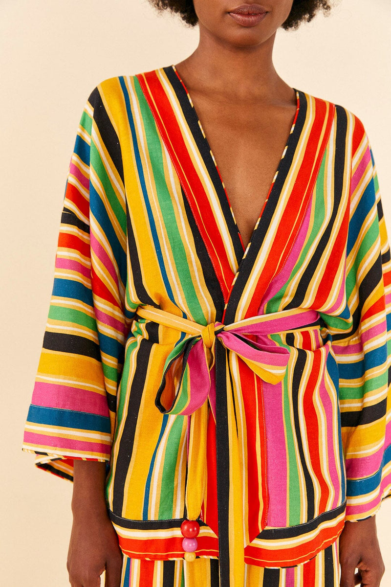 Rainbow Stripes Kimono  Farm Rio   