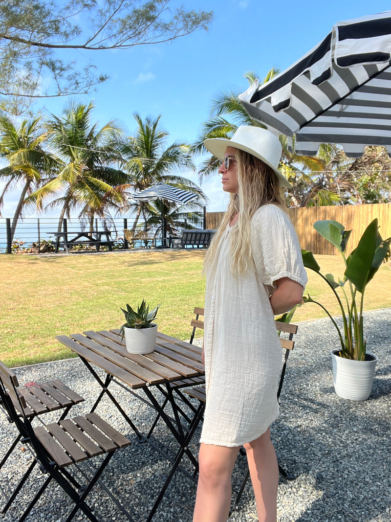 Sifnos Puff Sleeve Button Down Mini Dress  9Seed   
