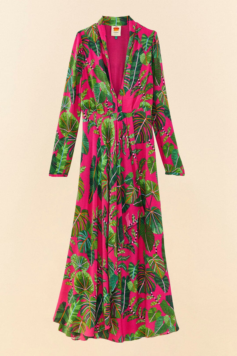 Pink Leaves Maxi Dress  Farm Rio   