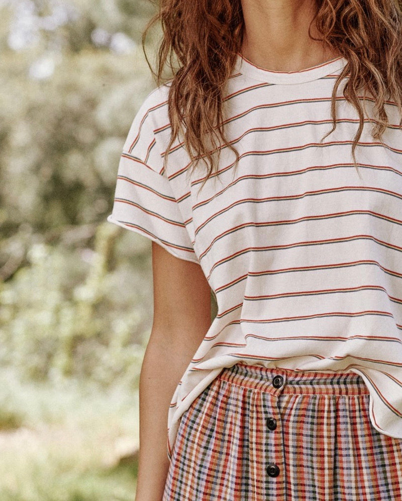 Skinny Stripe Cropped Tee Apparel The Great   