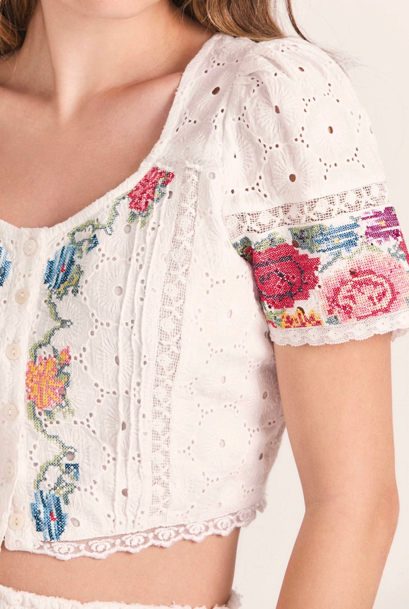 Collum Crop Top Apparel & Accessories LoveShackFancy   