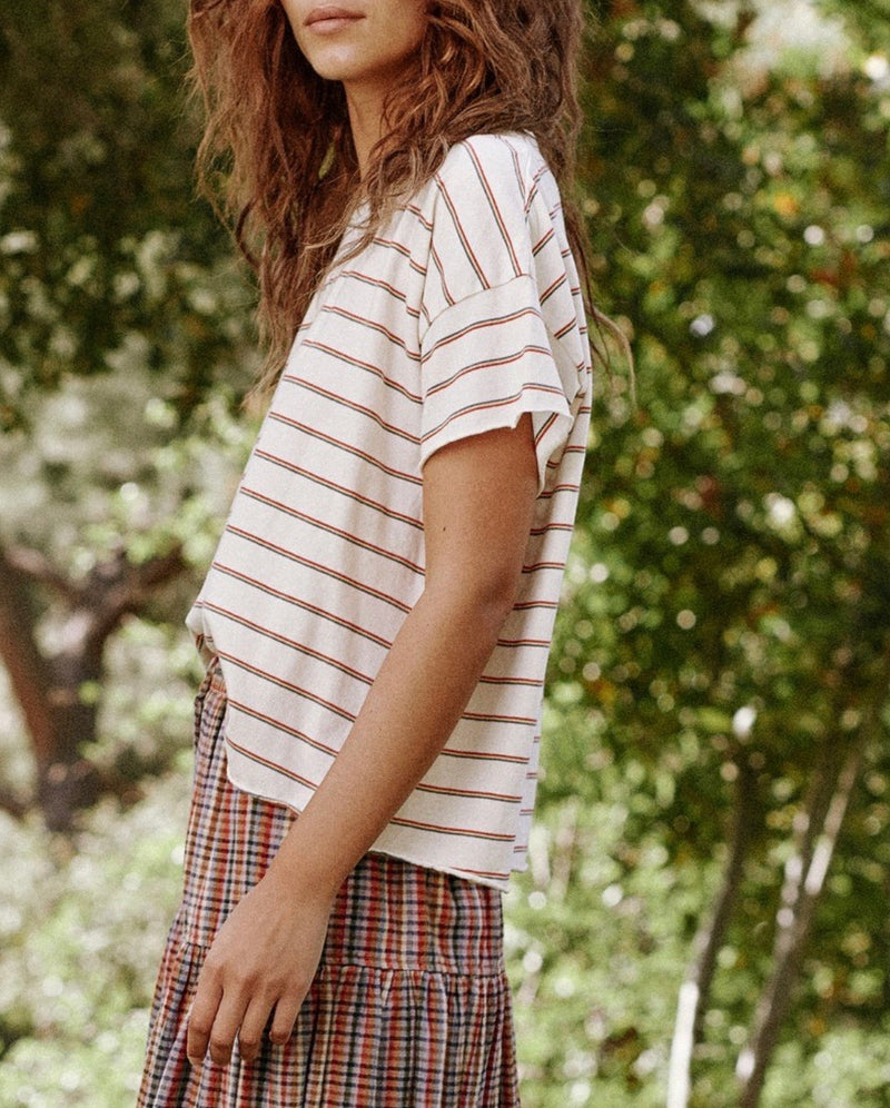 Skinny Stripe Cropped Tee Apparel The Great   