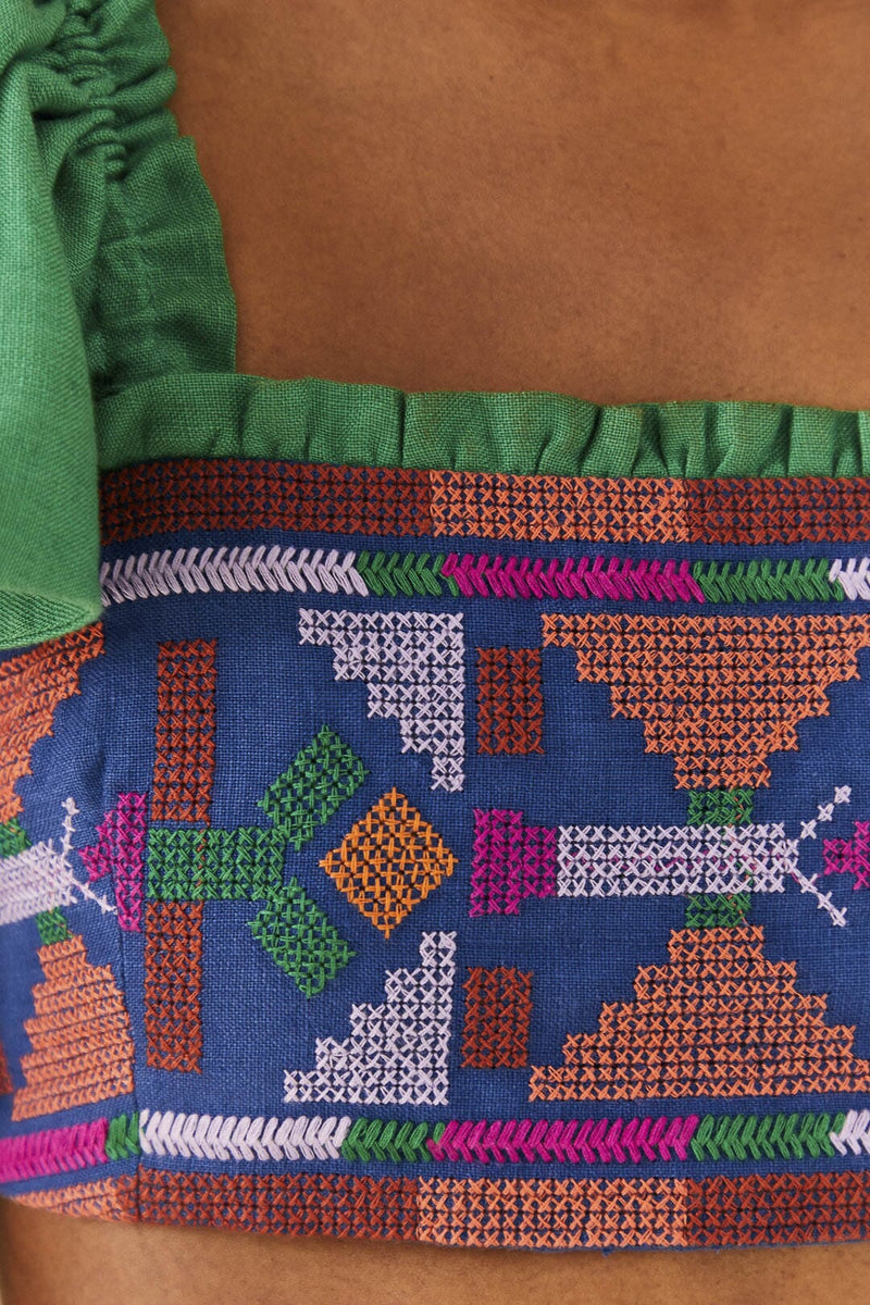 Embroidered Green Top  Farm Rio   