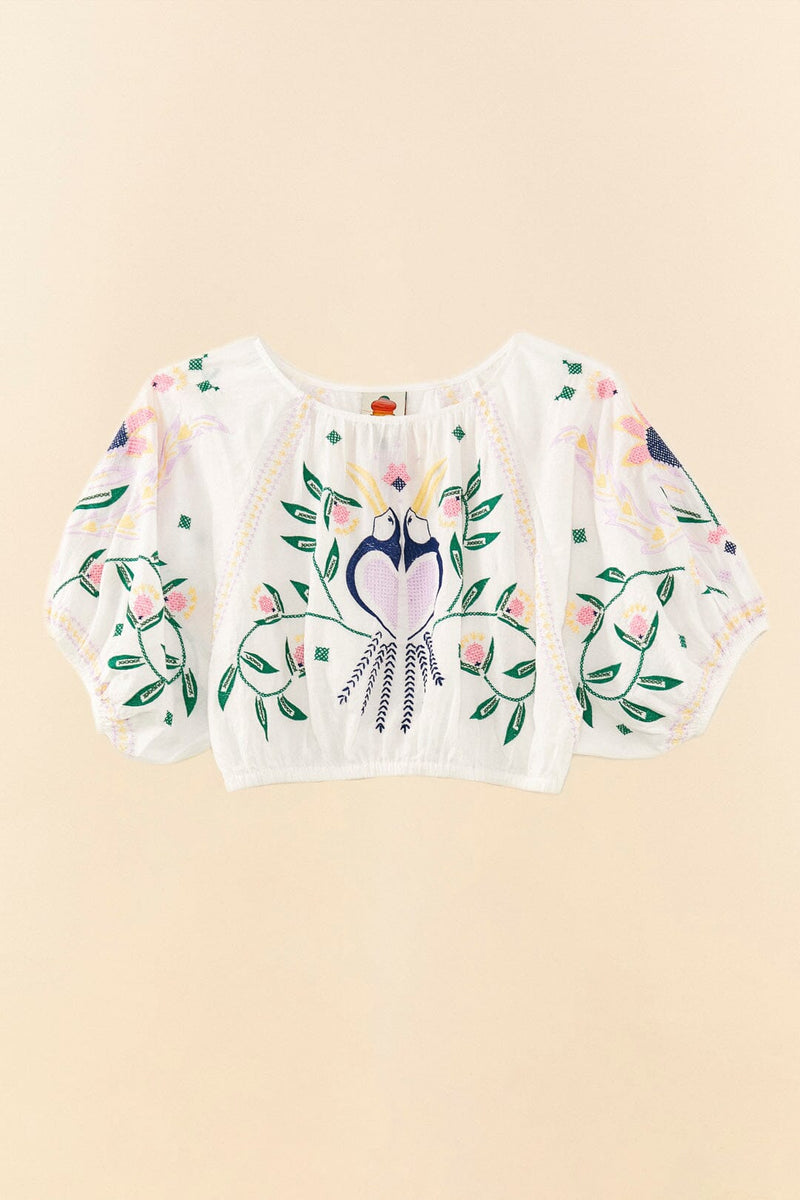 Summer Garden Embroidered Crop Top  Farm Rio   