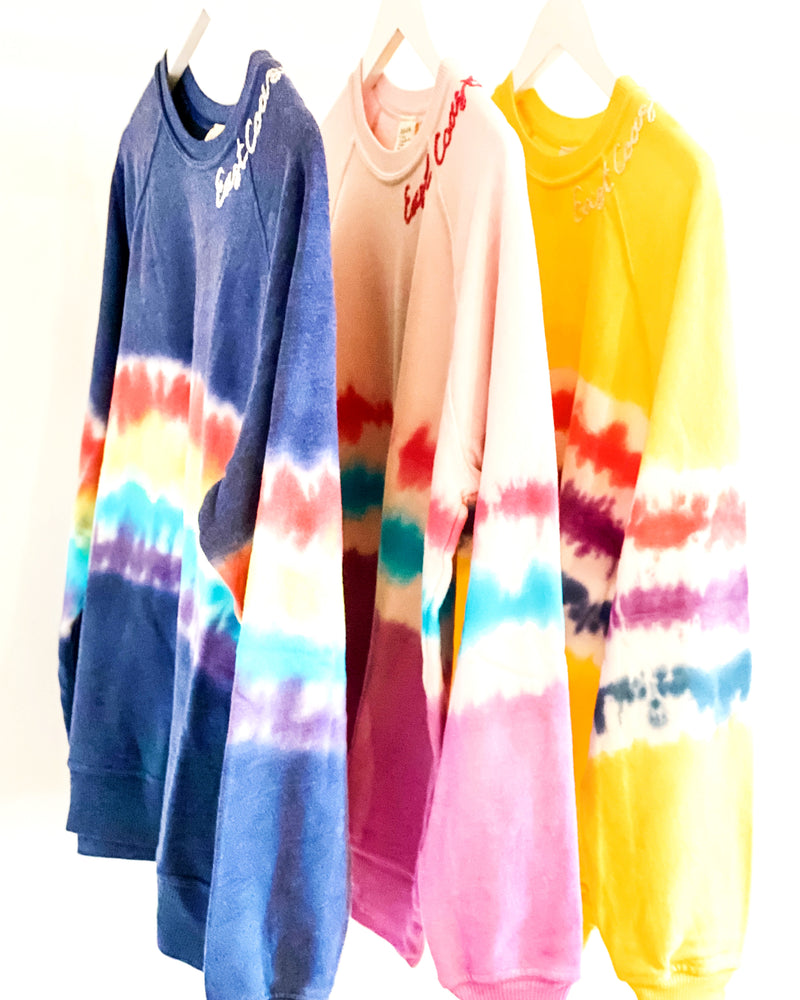 Tie Dye Rainbow "East Coast" Sweatshirt Apparel I Stole My Boyfriends Shirt Extra Small/Small Pink 