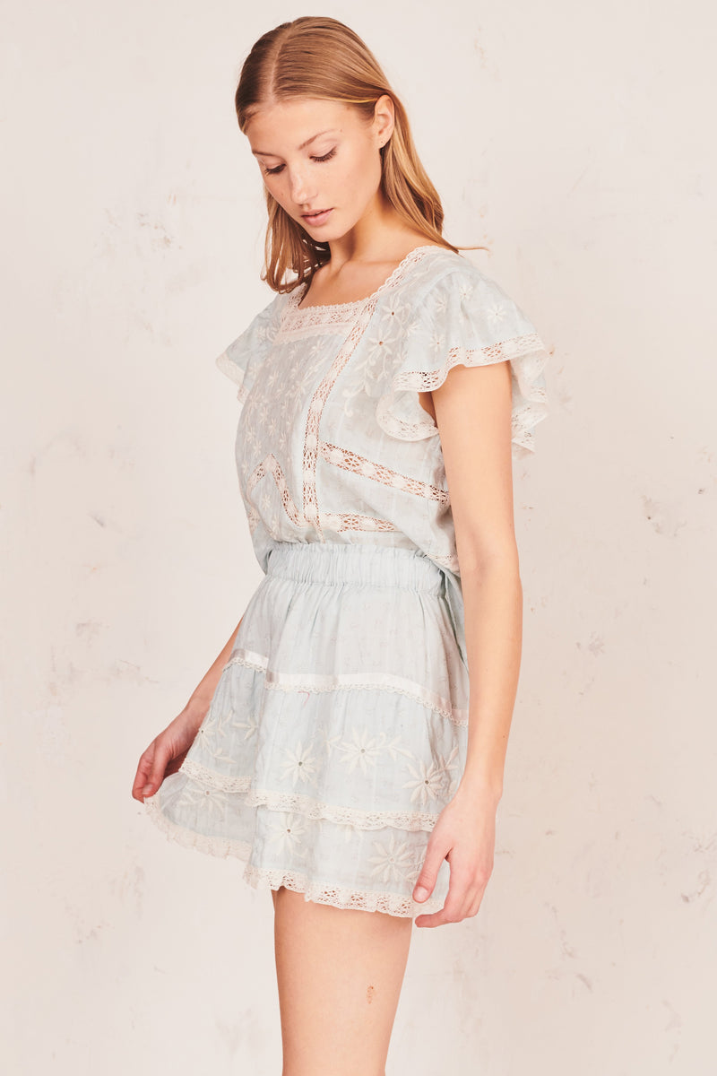 Steffi Top Apparel LoveShackFancy Extra Small Sky Blue 