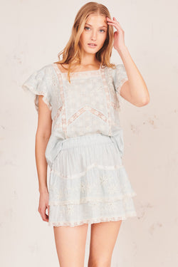 Tully Mini Skirt Apparel LoveShackFancy Extra Small Sky Blue 