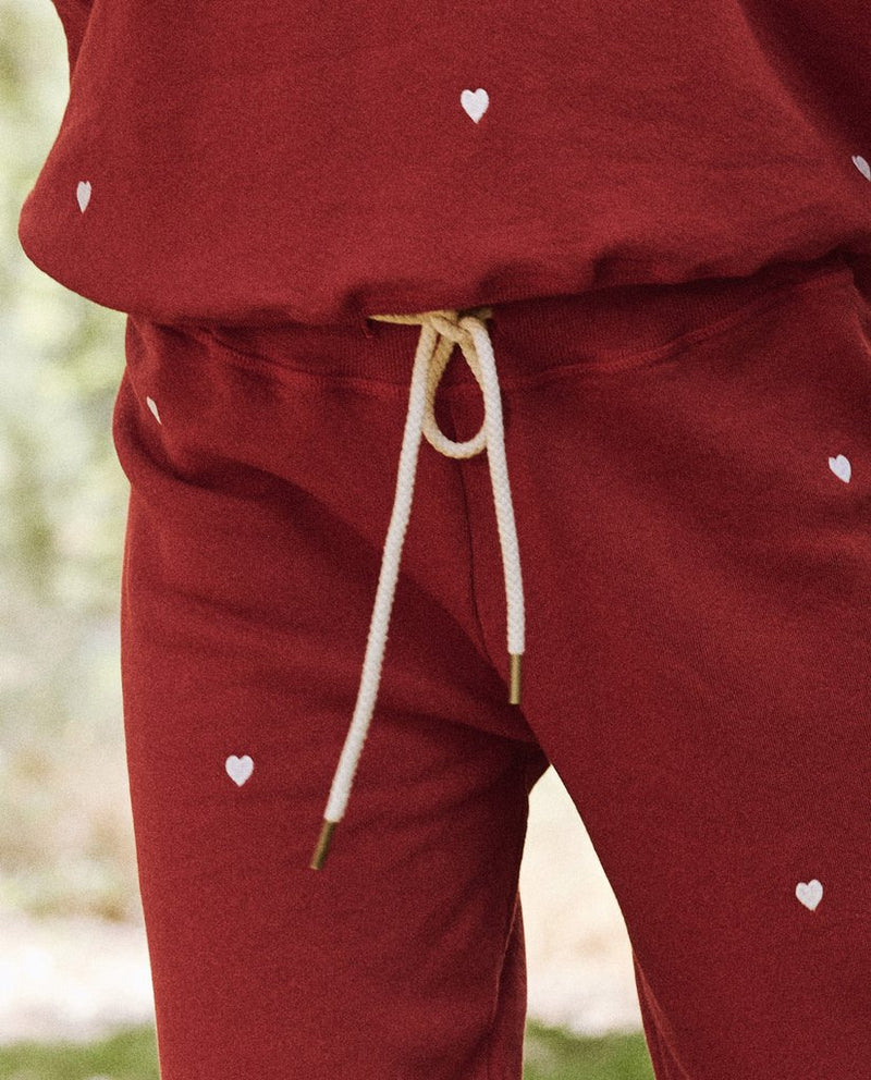 The Cropped Sweatpant With Heart Embroidery Apparel The Great   