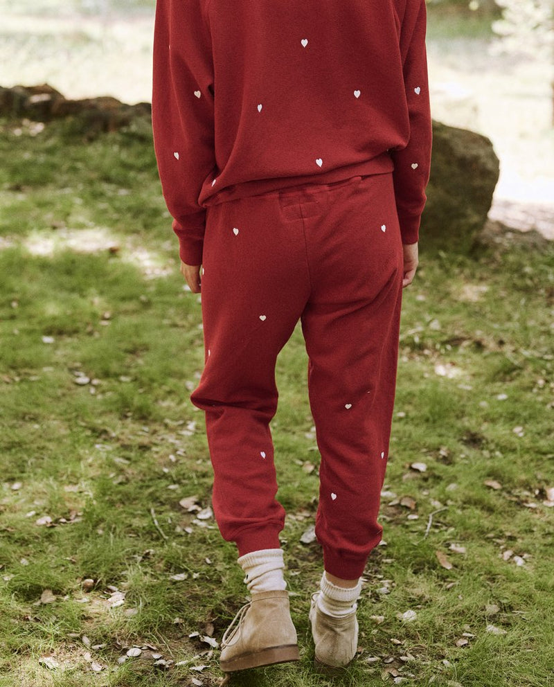 The Cropped Sweatpant With Heart Embroidery Apparel The Great   