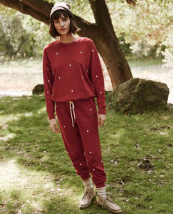 The Cropped Sweatpant With Heart Embroidery Apparel The Great   