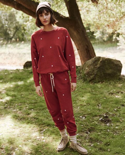 The Cropped Sweatpant With Heart Embroidery Apparel The Great   