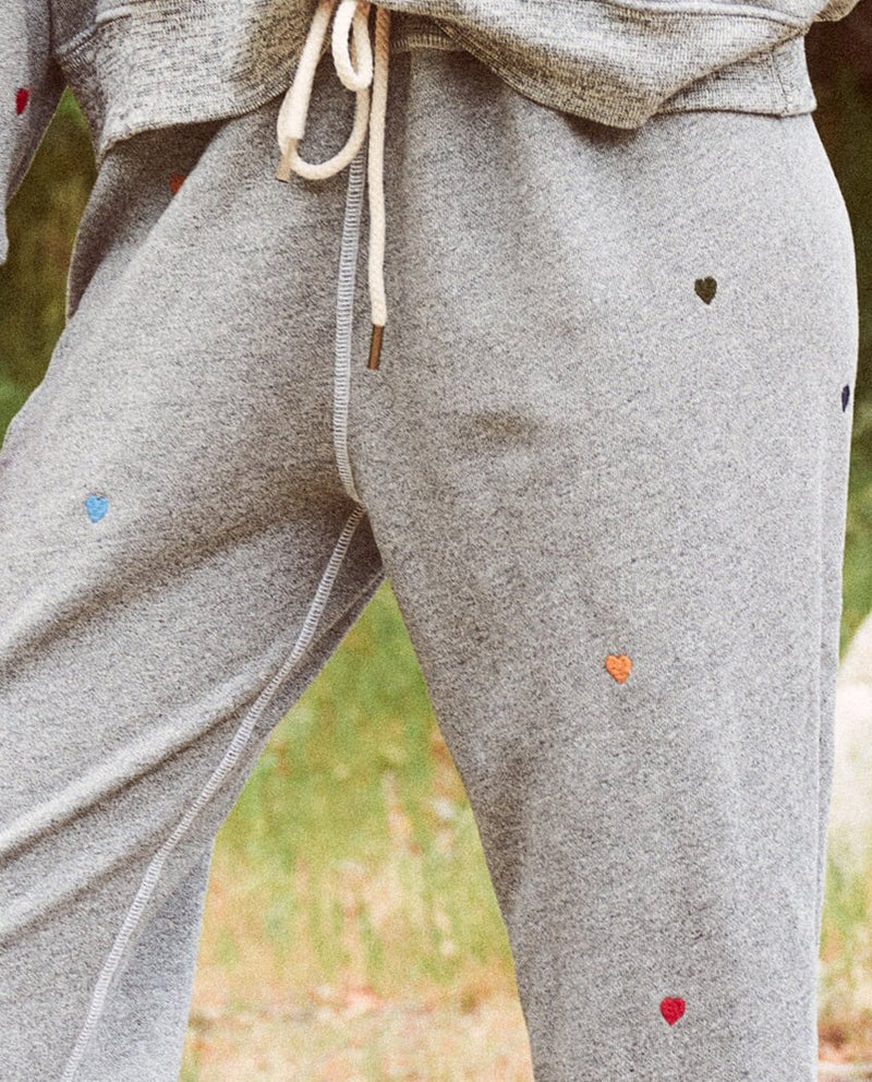 The Cropped Sweatpant With Embroidered Hearts Apparel & Accessories The Great   