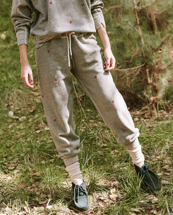 The Cropped Sweatpant With Heart Embroidery Apparel The Great   