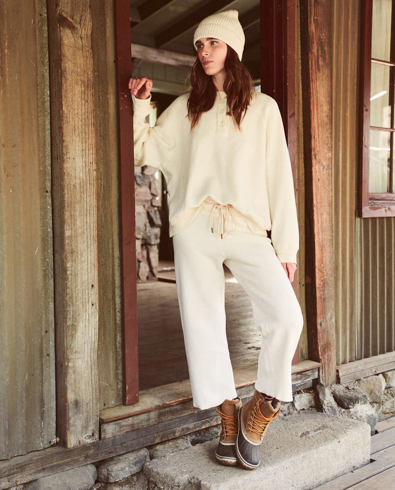 The Fleece Wide Leg Cropped Sweatpant Apparel & Accessories The Great   