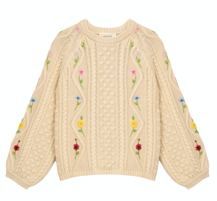 The Floral Cable Pullover Apparel & Accessories The Great   